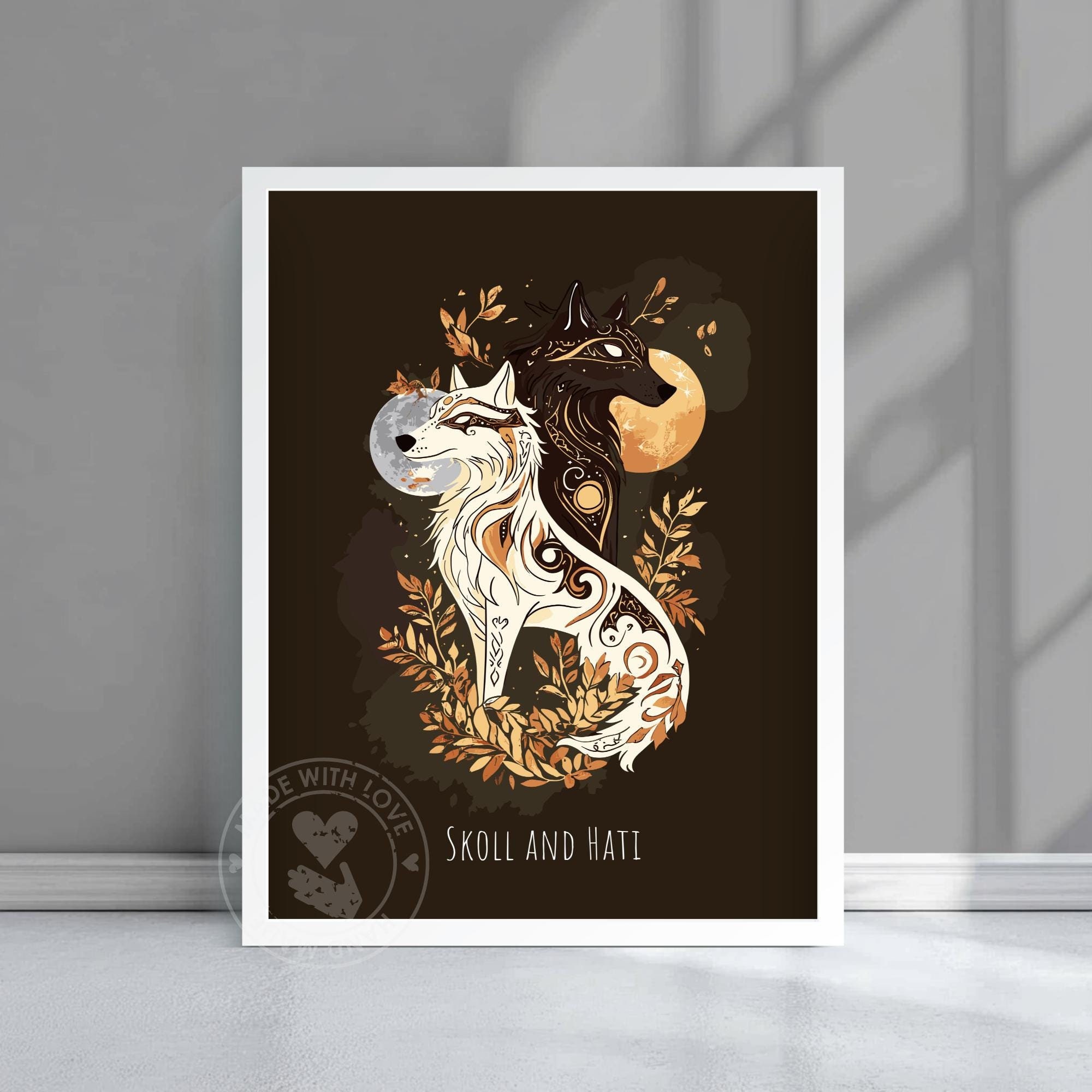 Skoll and Hati Poster: Norse Mythology Wolves Art - Etsy
