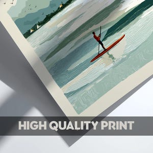 SUP on Serene Waters - Pastel Paddle boarding Poster - Serene Nature Wall Decor Poster