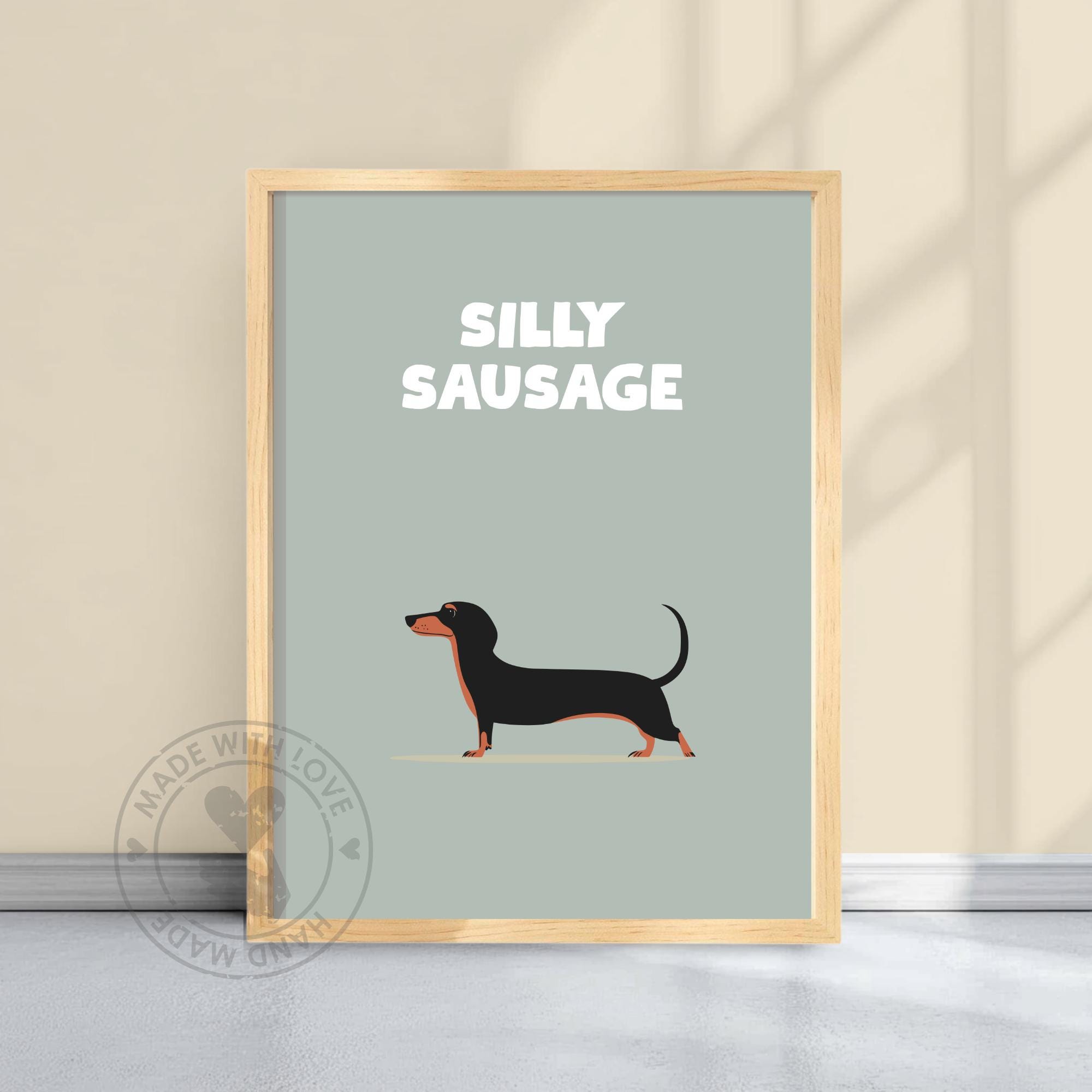 Silly Sausage Print, Sausage Dog Wall Art, Dachshund Decor, Wiener dog Wall Art, Quirky Wall, Badger dog Art, Cottage Doxie Decor #SILLYSAUS