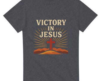 O Victory in Jesus Hymn Unisex T-Shirt - Heavyweight Cotton Classic Fit Tee - Faith-Based Apparel