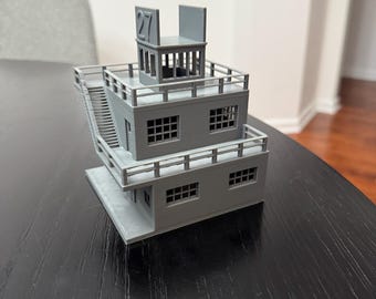 HO Scale Model Train Signal Box: Assembled Control Tower Diorama