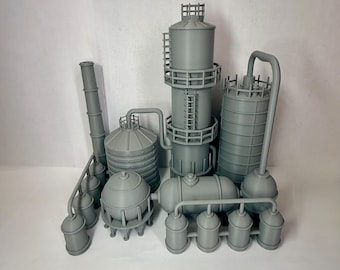 HO Scale Oil Refinery / 1:87 Gauge/ Prebuilt Model - Fuel Tank Storage Model Trains