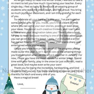 Plantilla de carta de Canva EDITABLE - IMPRIMIBLE - De maestros a estudiantes - Regalo sincero para estudiantes - Vacaciones de invierno - Maestro orgulloso y agradecido