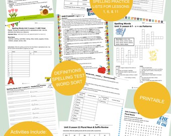 CKLA Grade 3 Spelling Activities | Unit 3 Lessons 1, 6, 11 Lists | Human Body | EDITABLE | PRINTABLE