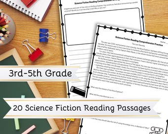 20 Science Fiction Reading Comprehension Passages – 3rd-5th Grade – Print & Digital – Higher Order Thinking Questions