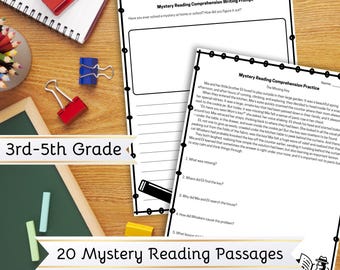 20 Mystery Comprehension Reading Passages – 3rd-5th Grade – Print & Digital – Higher Order Thinking Questions