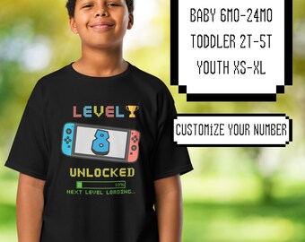 Custom Level Up Birthday Shirt: Nintendo Switch Gamer Tee