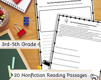 20 Nonfiction Comprehension Reading Passages – 3rd-5th Grade – Print & Digital – Higher Order Thinking Questions