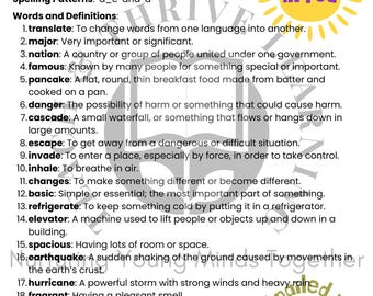 CKLA | Grade 3 | Spelling Activities | Light & Sound| Unit 5 Lesson 11 | EDITABLE | PRINTABLE