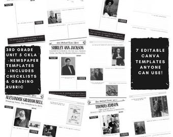 Newspaper Project Template for Famous Inventors | CKLA Aligned | Grades 3 & Up | EDITABLE