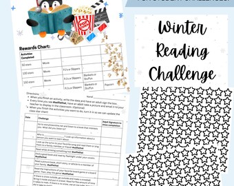 Winter Reading Challenge for Kids | Editable PDF & Bulletin Board Kit | School or Home Use