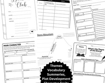 Fiction Book Club Packet | 3rd-5th Grade Reading Activities | Discussion Guides & Character Analysis | Literature Circles