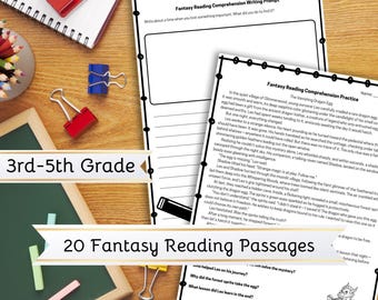 20 Fantasy Comprehension Reading Passages – 3rd-5th Grade – Print & Digital – Higher Order Thinking Questions