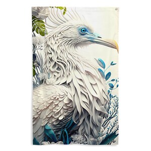 Bandiera "White and Blue Flash", Uccello, Poster, Banner, Decorazione murale, Festival, Arte murale, Fantasia, Animale fantastico, Volatile