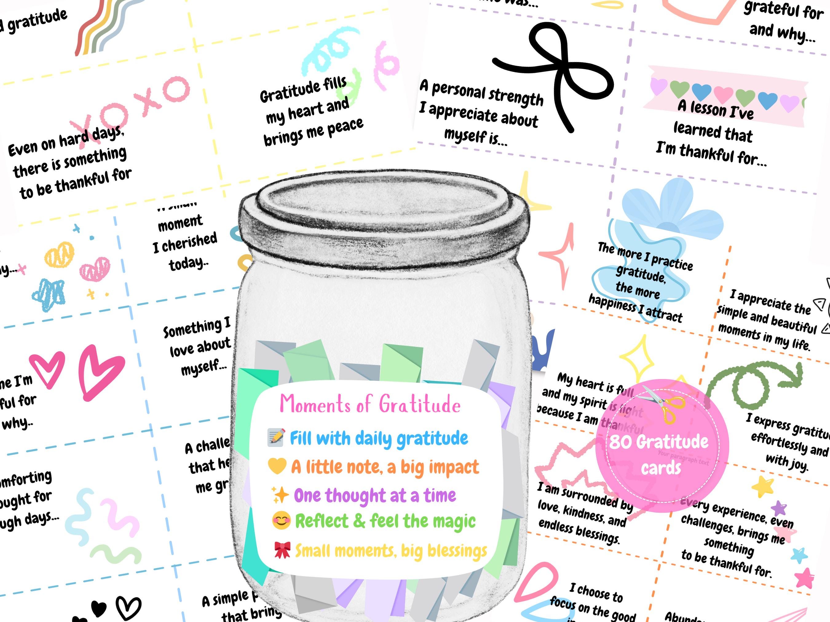 Gratitude Jar Printable Notes | 10 Pages of Daily Gratitude Prompts ...