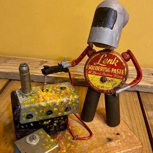 Found objects Lenk the Welder | upcycled junk art sculpture | Home Workshop Art Decor | original hand made art piece