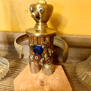 Knobhead the Robot | Upcycled Junk Art Robot Assemblage | Sci Fi Lovers and Collectors Art Decor Gift