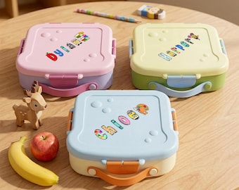 Personalized Kids Lunch Box with Name, Lunch Containers, Kid Bento Box, Toddler Lunchbox, Leakproof Lid Design, Back to School Gifts