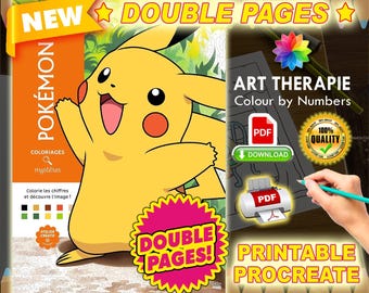 Pokémon Double Pages | Good Quality | Coloriage | Coloring Book | PDF Coloring | Color by Number | Adult Coloring Books | Book Colored
