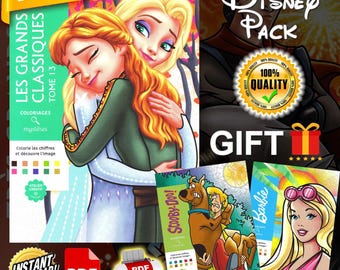 PACK TOME 13 Les Grands Classiques Tome 13 Good Quality | Coloriage | Disney Color by Number | Adult Coloring Books + 2GIFT