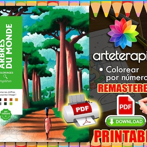 Trees of the World Coloriage | Disney Coloring Book | PDF Coloring | Color by Number | Adult Coloring Books | Book Colored