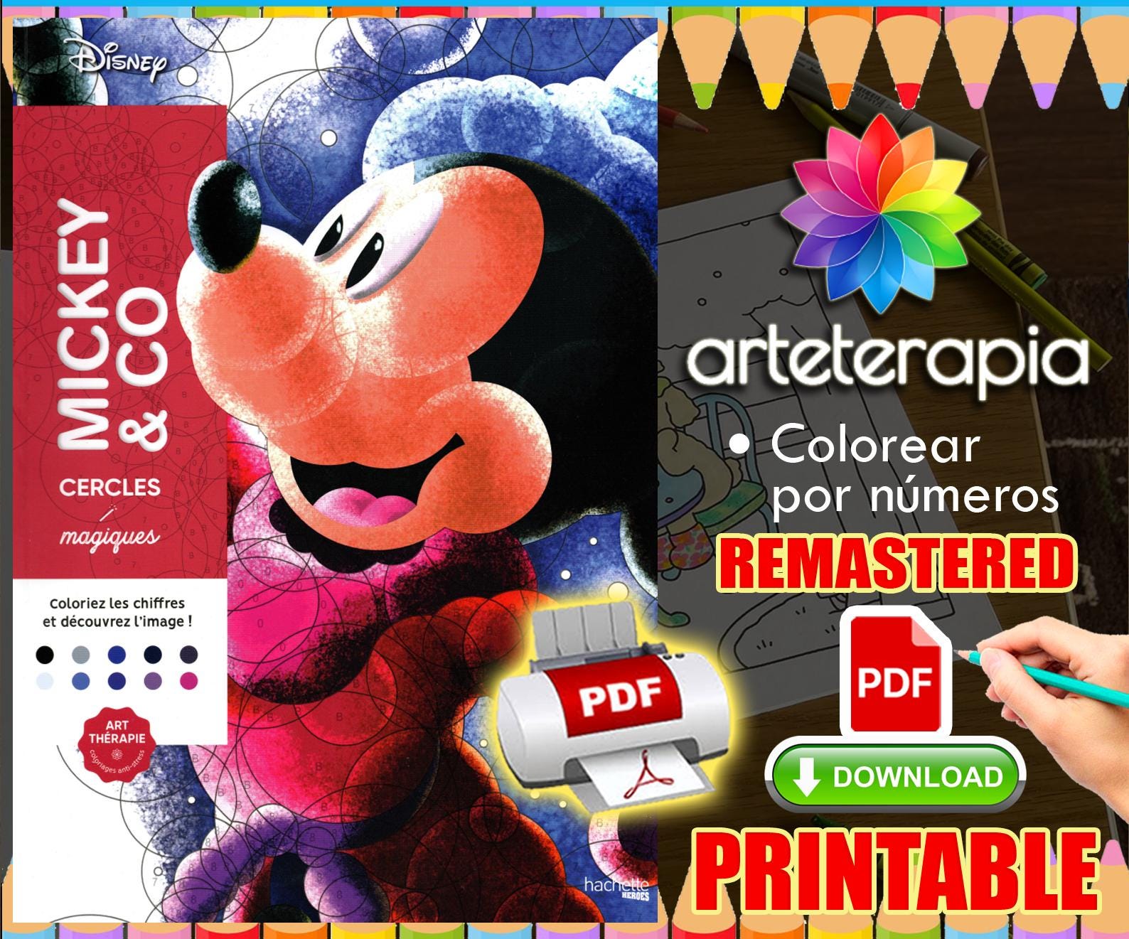 Mickey & Co | Coloriage | Disney Coloring Book | PDF Coloring | Color by Number | Adult Coloring Books | Book Colored