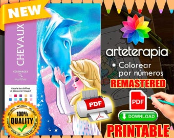 Chevaux | Coloriage | Disney Coloring Book | PDF Coloring | Color by Number | Adult Coloring Books | Book Colored
