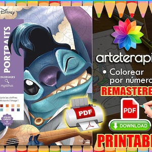 Portrait Stitch | Coloriage | Disney Coloring Book | PDF Coloring | Color by Number | Adult Coloring Books | Book Colored