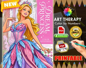 Dream Princess | Coloriage | Coloring Book | PDF Coloring | Color by Number | Adult Coloring Books | Book Colored | 50 Pages
