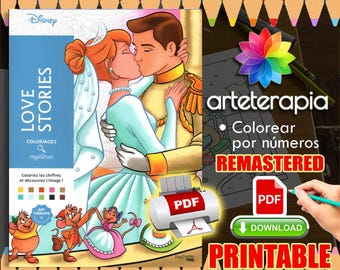 Cinderella | Coloriage | Disney Coloring Book | PDF Coloring | Color by Number | Adult Coloring Books | Book Colored