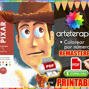 Pixar 1 Woody | Coloriage | Disney Coloring Book | PDF Coloring | Color by Number | Adult Coloring Books | Book Colored