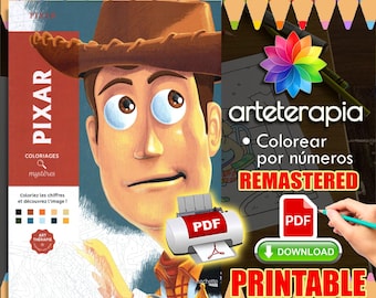 Pixar 1 Woody | Coloriage | Disney Coloring Book | PDF Coloring | Color by Number | Adult Coloring Books | Book Colored
