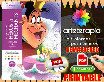 Heroes vs Villains Trompe l'oeil | Coloriage | Disney Coloring Book | PDF Coloring | Color by Number | Adult Coloring Books | Book Colored