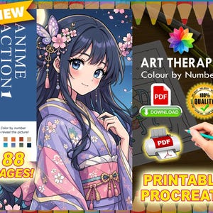 Anime Action 1 | Coloriage | 89 Pages | Pdf Coloring | Color by Number | Adult Coloring Books | Book Colored