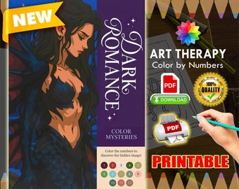 Dark Romance Coloriage | Coloring Book | PDF Coloring | Color by Number | Adult Coloring Books | Book Colored | 28 Pages