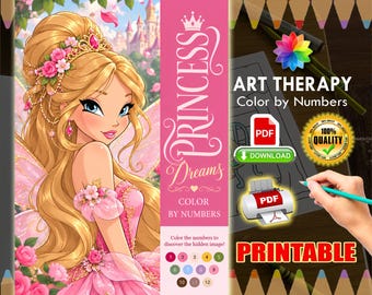 Dreams Princess | Coloriage | 22 Pages | Disney Coloring Book | PDF Coloring | Color by Number | Adult Coloring Books