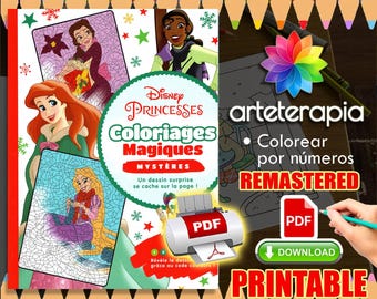Disney Princesses 5 | Coloriage | Disney Coloring Book | PDF Coloring | Color by Number | Adult Coloring Books | Book Colored
