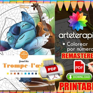 Grand Bloc Trompe l oeil | Coloriage | Disney Coloring Book | PDF Coloring | Color by Number | Adult Coloring Books | Book Colored