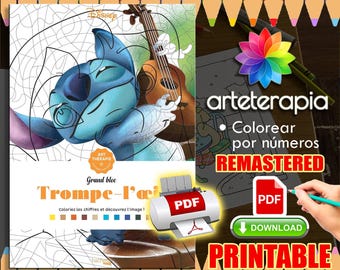 Grand Bloc Trompe l oeil | Coloriage | Disney Coloring Book | PDF Coloring | Color by Number | Adult Coloring Books | Book Colored