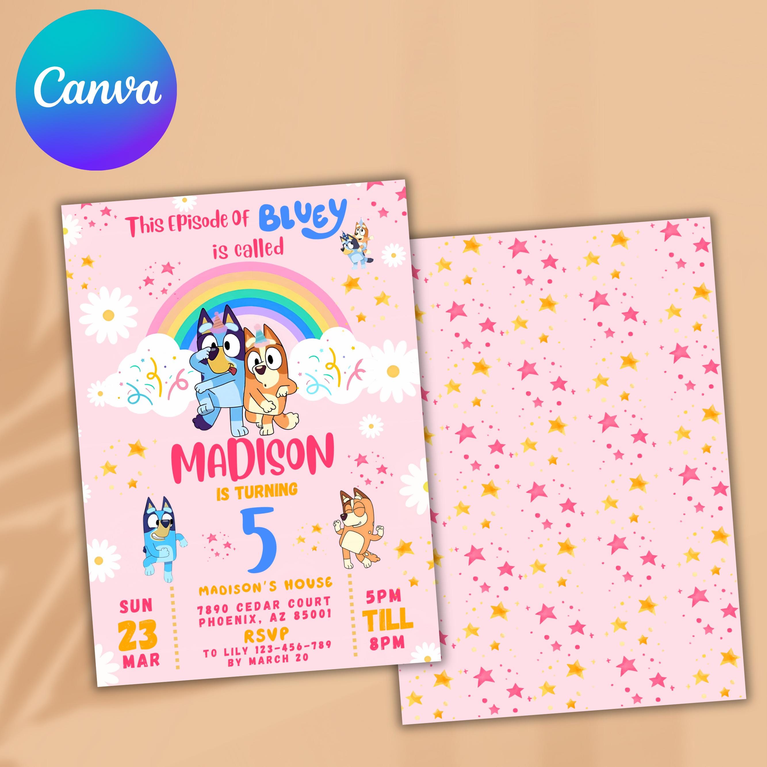 Bluey birthday invitation (girl)