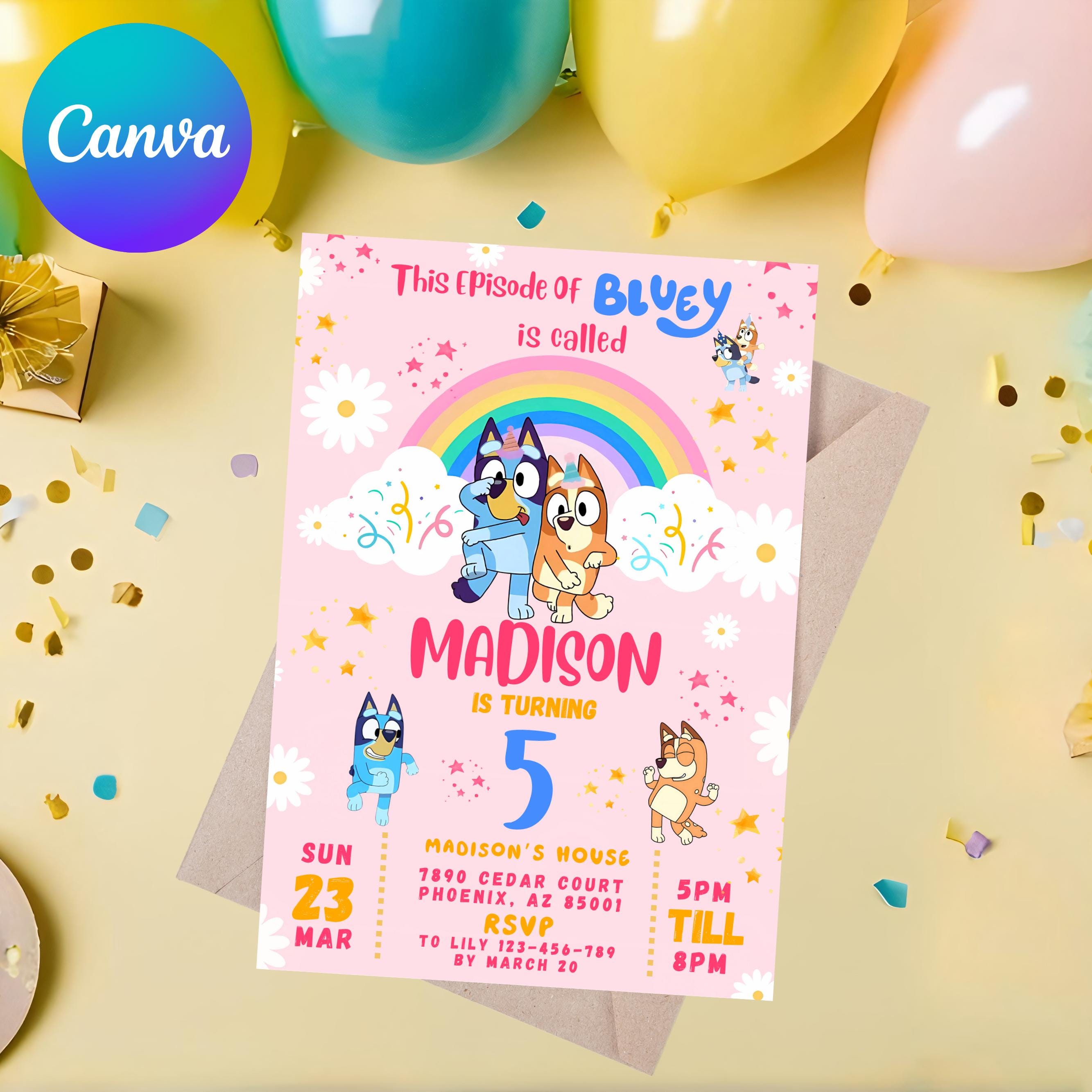 Bluey birthday invitation (girl)