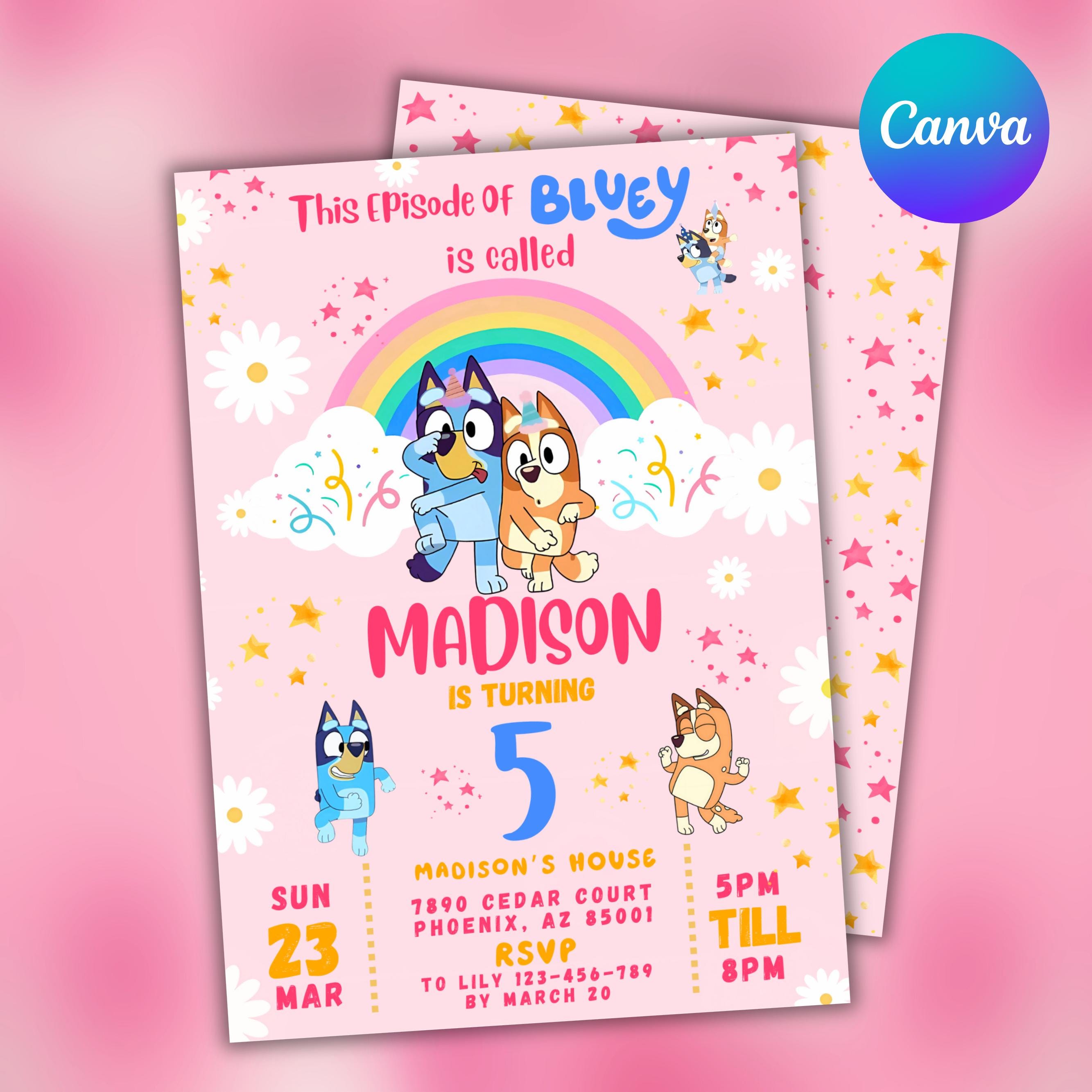 Bluey birthday invitation (girl)
