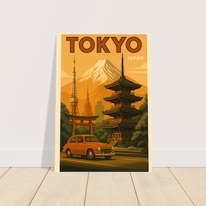 Vintage Tokyo Travel Poster: Retro Japan Wall Art Print