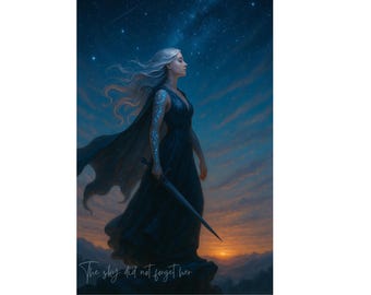 Fantasy Wall Art - Celestial Goddess Digital Print, Mystic Moon Art, Ethereal Feminine Decor, Magical Portrait Poster