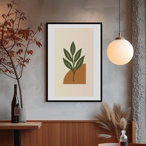 Green Leaf Botanical Print: Earthy Boho Wall Art