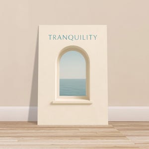 Stampa poster minimalista con vista sull'oceano - Splendida decorazione murale per il relax