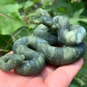 3.7&#39;&#39;+ Natural Green Jade quartz,quartz crystal,hand carved,Crystal Snake,Snake skull,Crystal Gifts 1PC