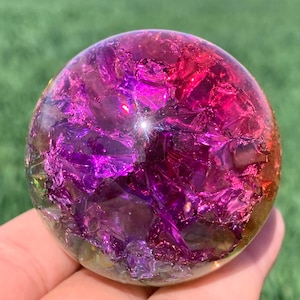 1.9 &#39;&#39;+ Titanium Regenbogen Magische Aura Crackle Sphere, Kristall Glas Ball,Quarz Kristall,Kristallkugel,Kristallkugel,Kristallkugel,Kristallkugel,Kristallkugel, Geschenke 1Stk