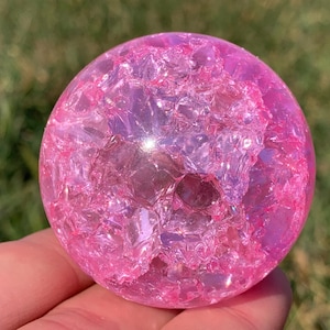 1.9&#39;&#39;+ Magical Pink Aura Crackle Sphere,Crystal Glass Ball,quartz Crystal,Crystal Ball,Crystal sphere,Home Decoration Gifts 1pc