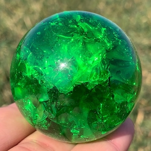 1.9&#39;&#39;+ Magical Green Aura Crackle Sphere,Crystal Glass Ball,quartz Crystal,Crystal Ball,Crystal sphere,Home Decoration Gifts 1pc